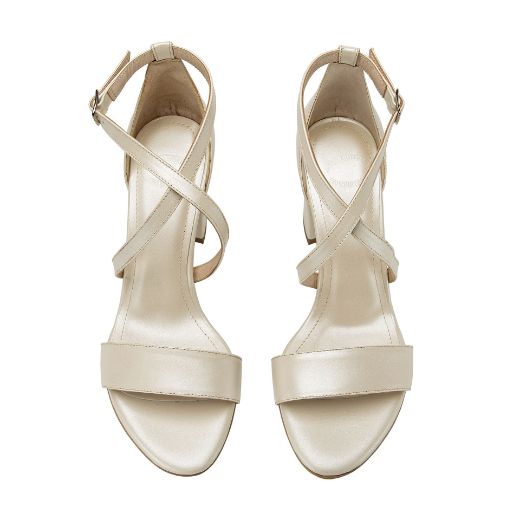 ivory bridal block heel sandals with 8 cm heel