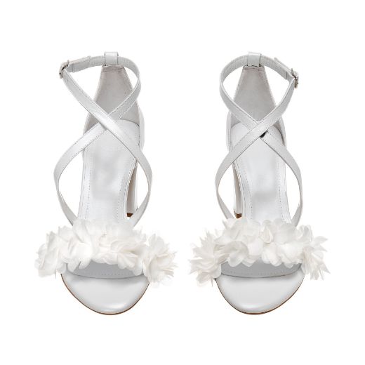 criss-cross bridal sandals with 8 cm block heel