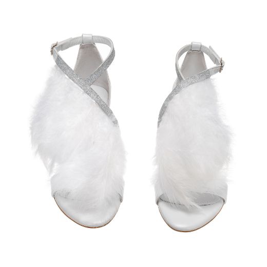 feather bridal sandals with 8 cm block heel