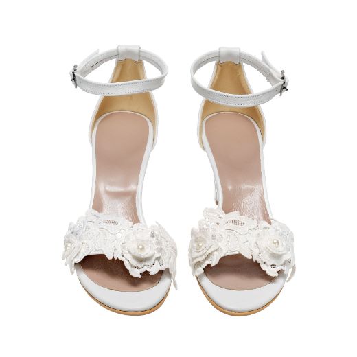 floral bridal sandals with 6.5 cm block heel