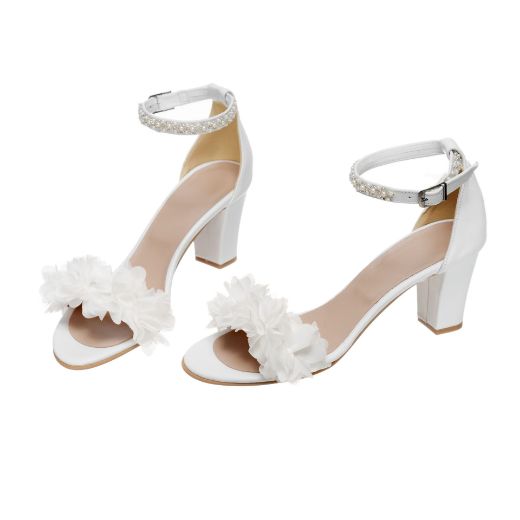 floral bridal sandals with 6.5 cm block heel