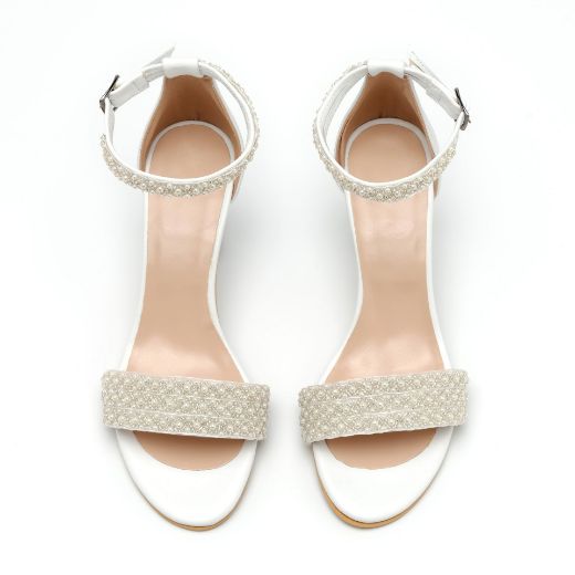 pearl bridal sandals with 6.5 cm block heel