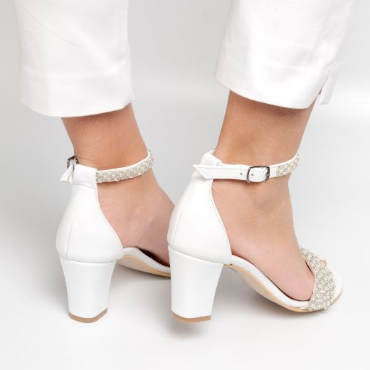 Elegant bridal sandals with ankle strap