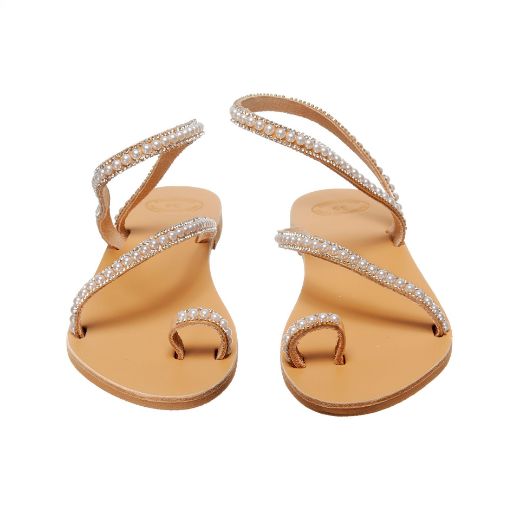 leather bridal sandals with sparkling crystal straps
