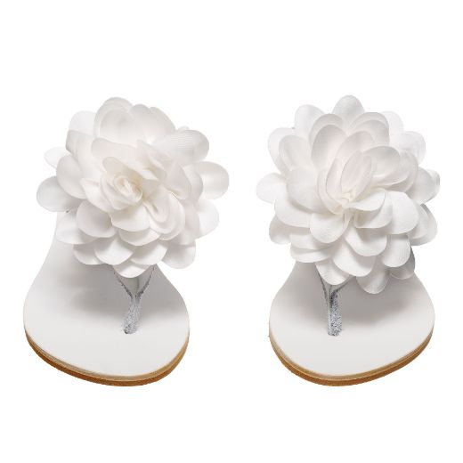 white bridal sandals with statement flower