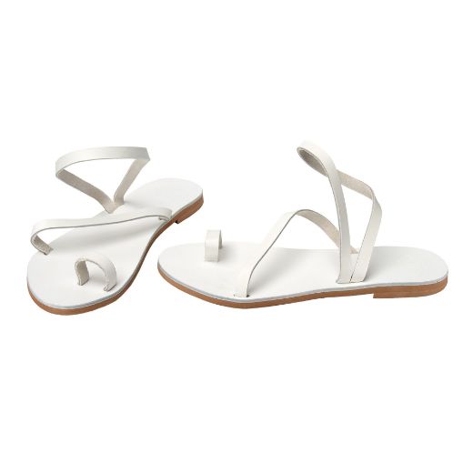 women's white leather toe post sandals
