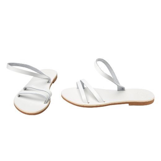 women's white leather sandals with slim straps
