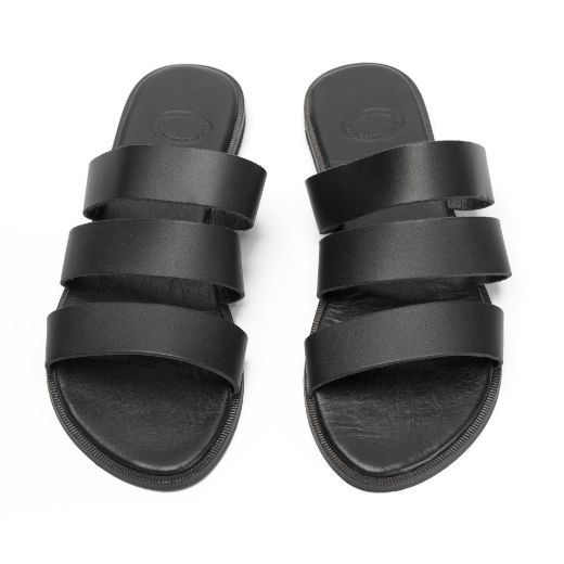 Minimal μαύρα γυναικεία σανδάλια από φυσικό δέρμα