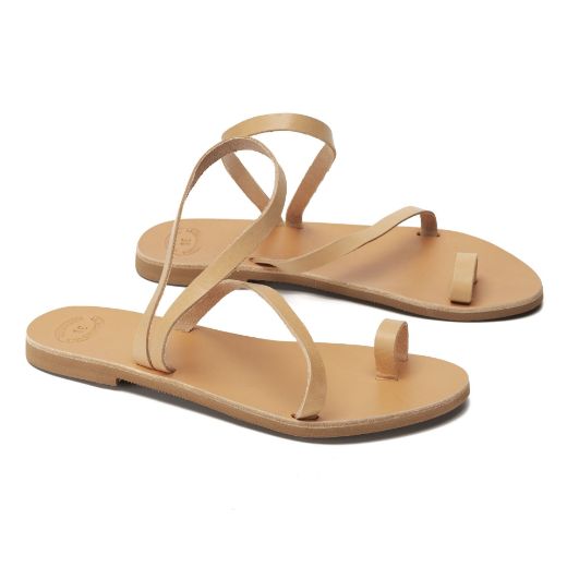 Women's leather sandals with elegant asymmetrical straps