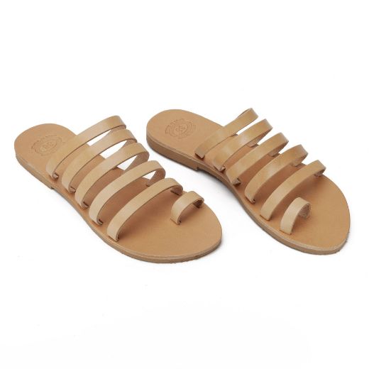 Handmade leather slide sandals for women