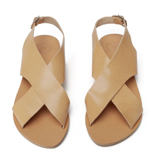 Women's handmade Greek leather sandals with cross straps