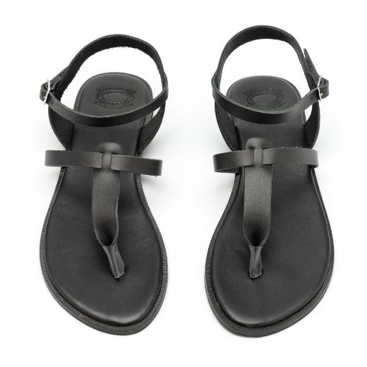 Comfortable women's leather sandals with ankle strap