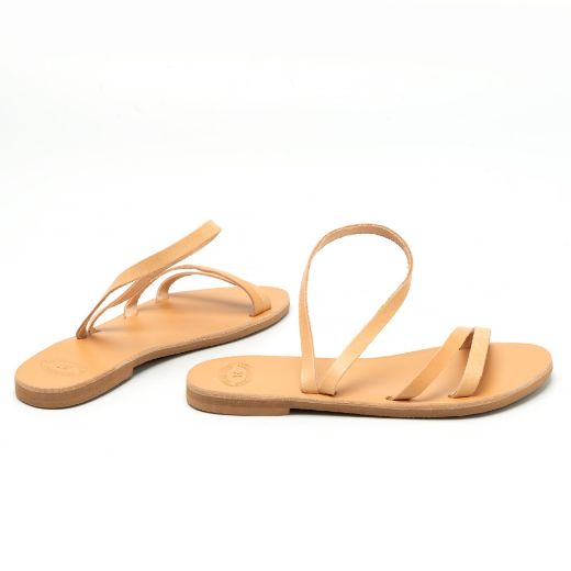 women's leather flat sandals with thin straps