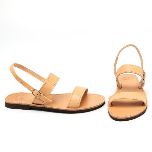 nude women's leather flat sandals