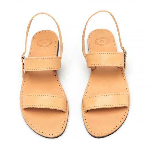 Handmade nude leather slingback sandals for women
