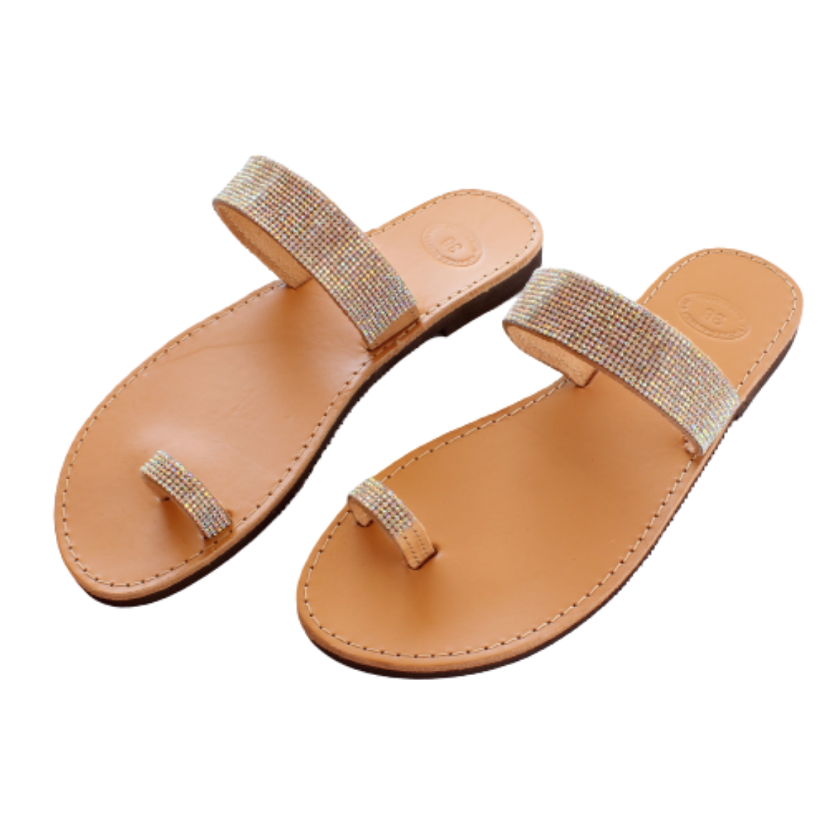 Picture of Handmade leather sandals for woman with rhinestones