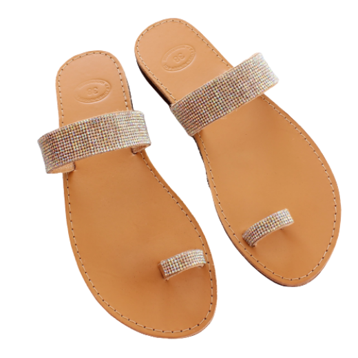 Picture of Handmade leather sandals for woman with rhinestones