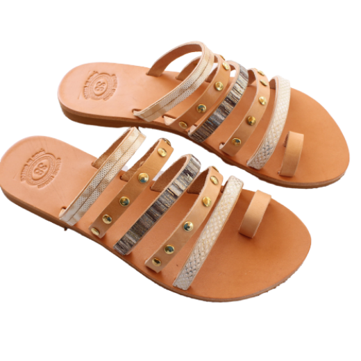 Picture of Handmade  leather sandals for woman gold