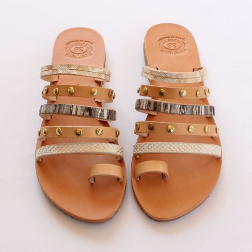 Picture of Handmade  leather sandals for woman gold