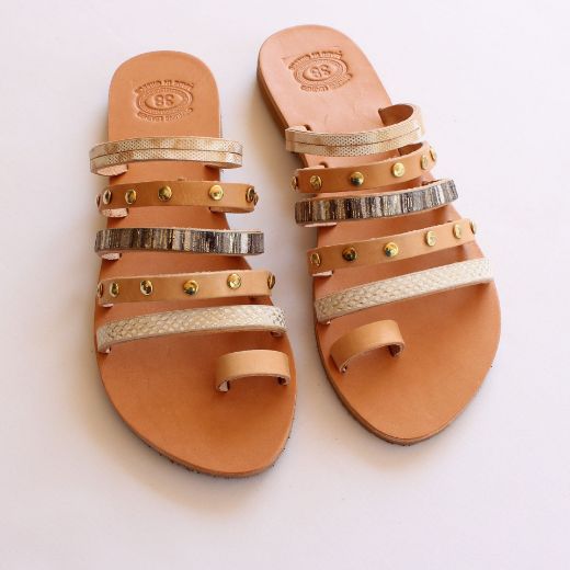 Picture of Handmade  leather sandals for woman gold