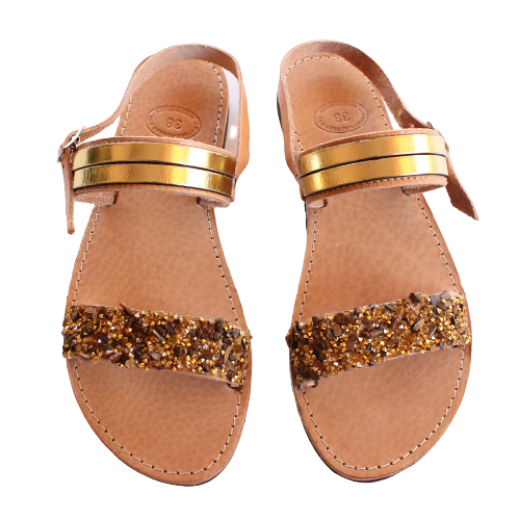 Picture of Handmade woman leather sandals gold