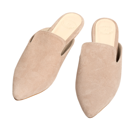 Picture of Mule women beige suede flat