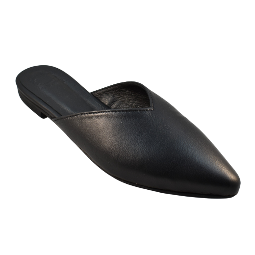 Picture of Mules shoes black leather flat