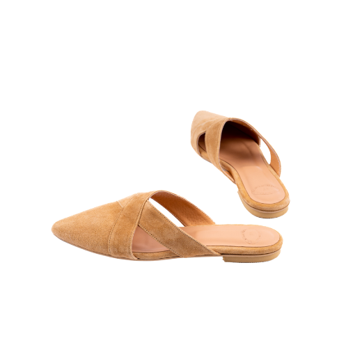 Picture of Beige mules suede  flat