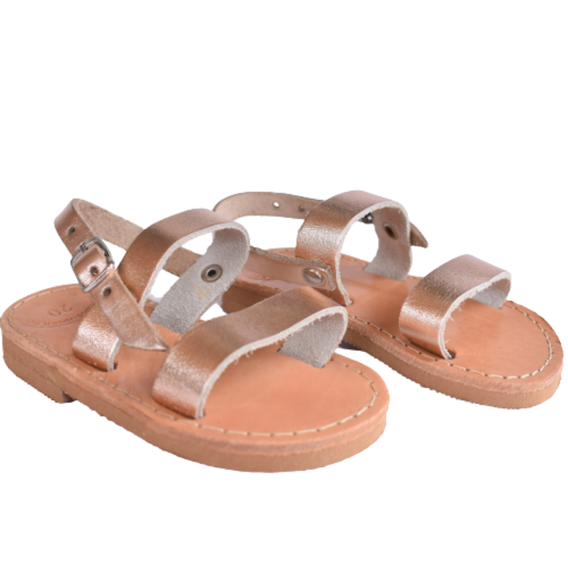 Picture of Gold kids leather sandals with strap