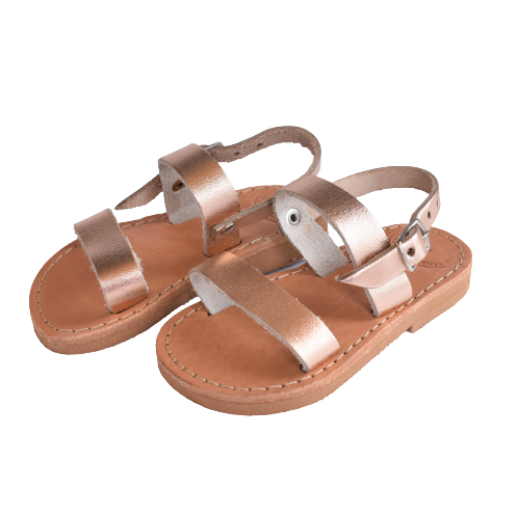 Picture of Gold kids leather sandals with strap