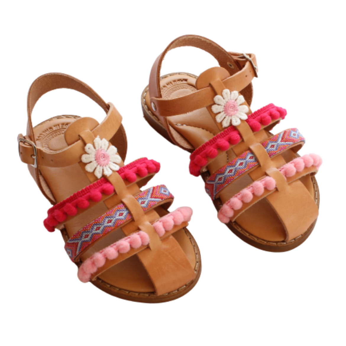 Picture of Handmade kids leather sandals pink