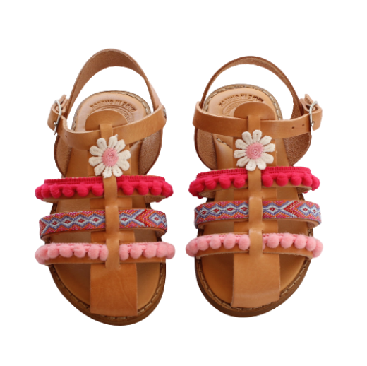 Picture of Handmade kids leather sandals pink
