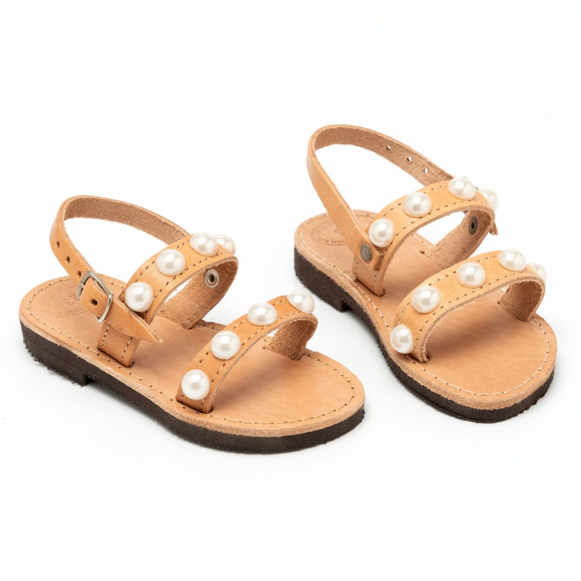 Picture of Handmade leather sandals for kids with pearls