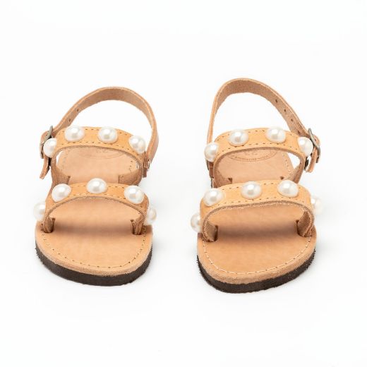 Picture of Handmade leather sandals for kids with pearls