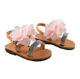 Picture of Handmade kids leather sandals with pink flowers
