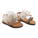 Picture of Handmade leather sandals for kids with white flowers