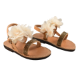 Picture of Ηandmade kids leather sandals with ivory flowers