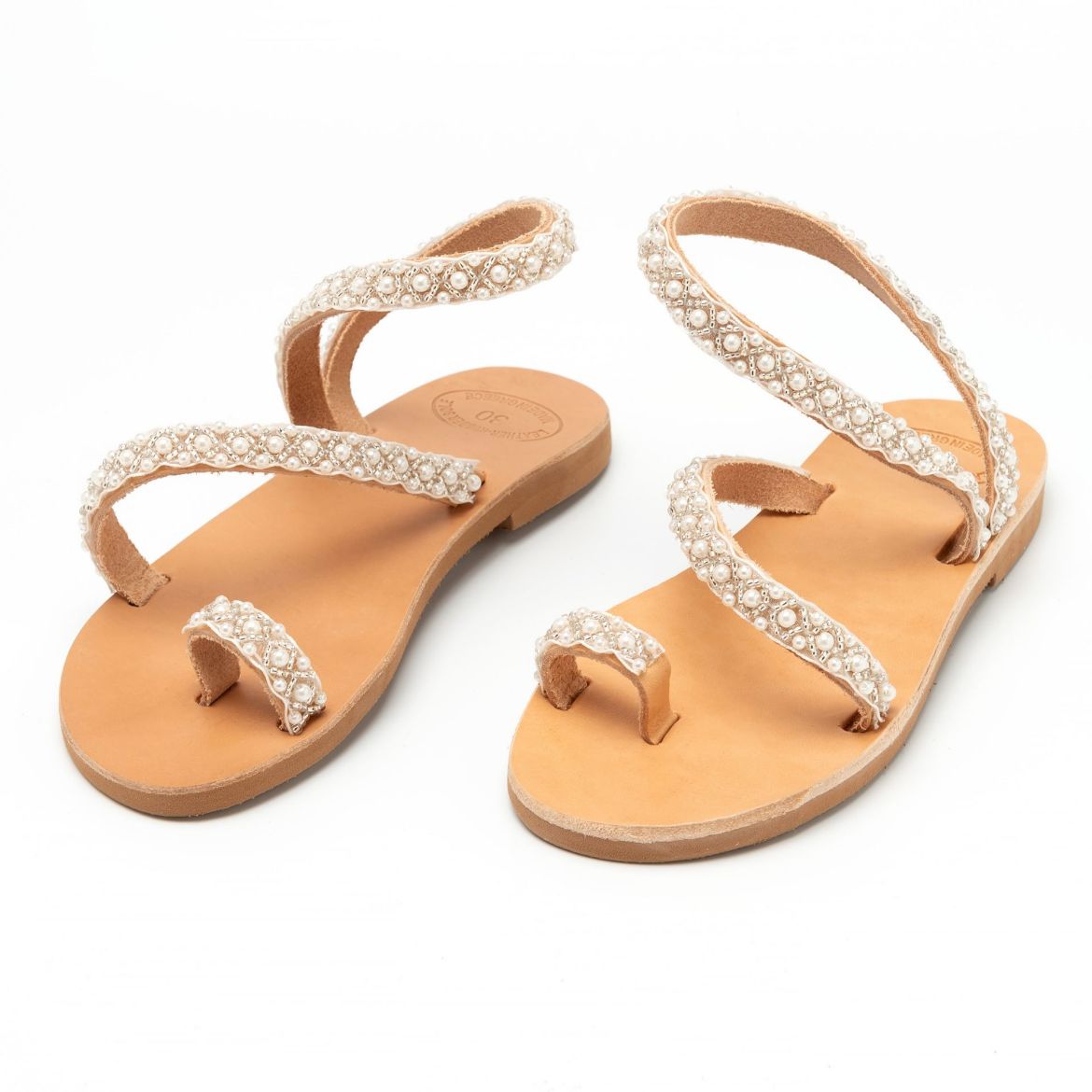 Picture of Kids leather sandals with pearls
