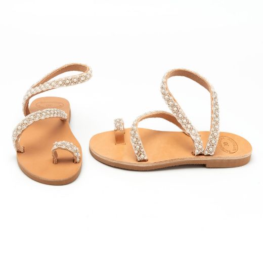 Picture of Kids leather sandals with pearls