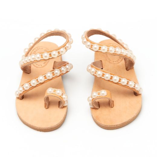 Picture of Handmade leather kids sandals with pearls