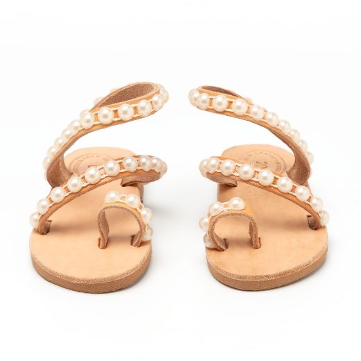 Picture of Handmade leather kids sandals with pearls