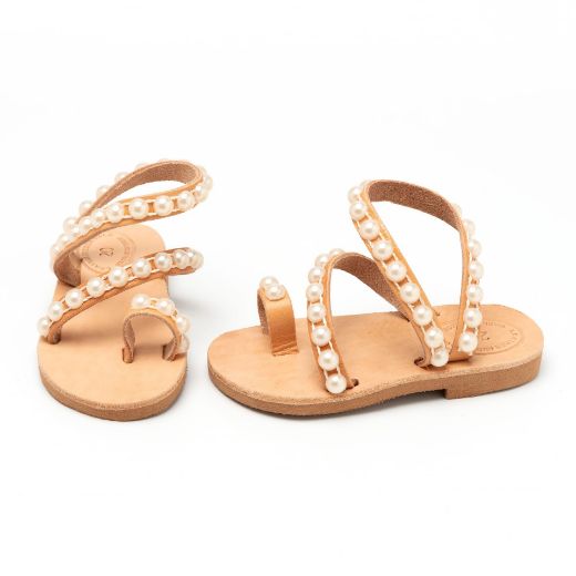 Picture of Handmade leather kids sandals with pearls