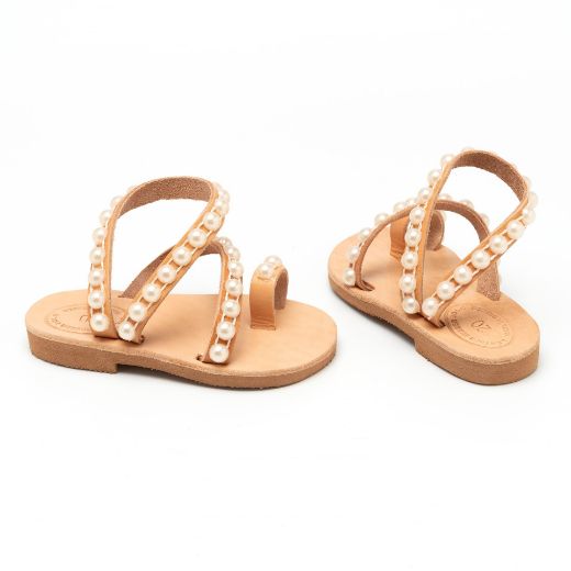 Picture of Handmade leather kids sandals with pearls