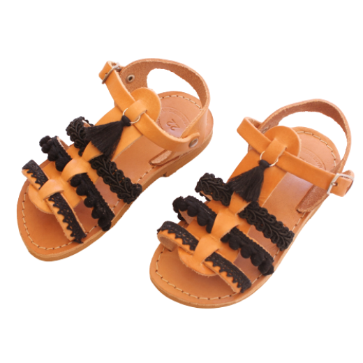 Picture of Handmade kids leather sandals gladiator black