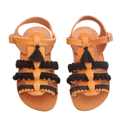 Picture of Handmade kids leather sandals gladiator black