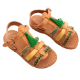 Picture of Kids leather sandals gladiator green with tassels