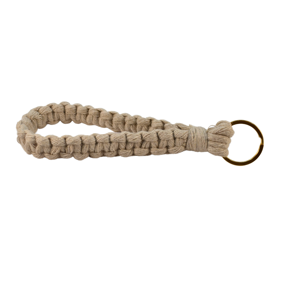 Picture of Handmade beige macrame wristlet keychain