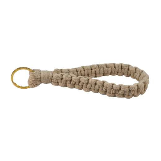 Picture of Handmade beige macrame wristlet keychain