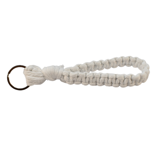 Picture of Handmade white macrame wristlet keychain