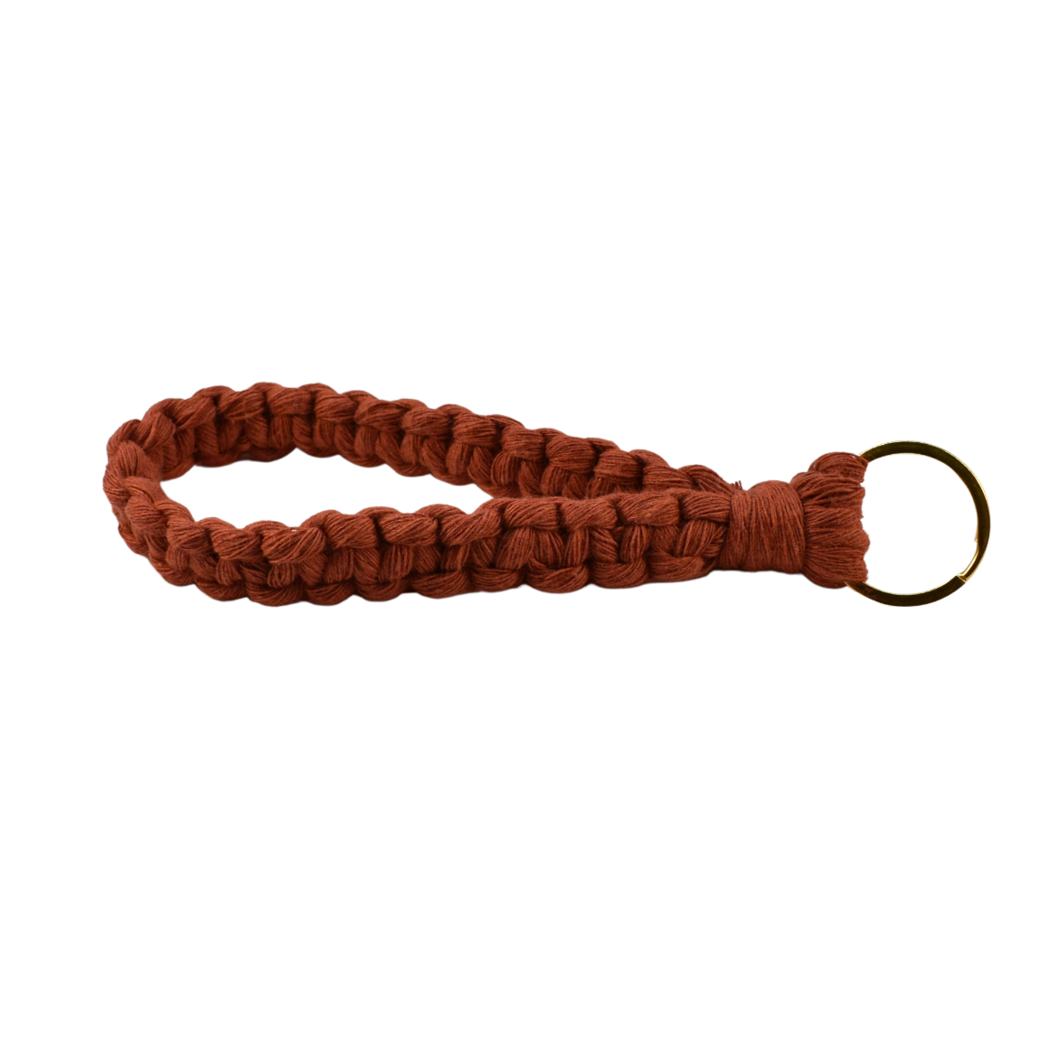 Handmade terracotta macrame wristlet keychain